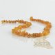 Raw amber necklace chips cognac